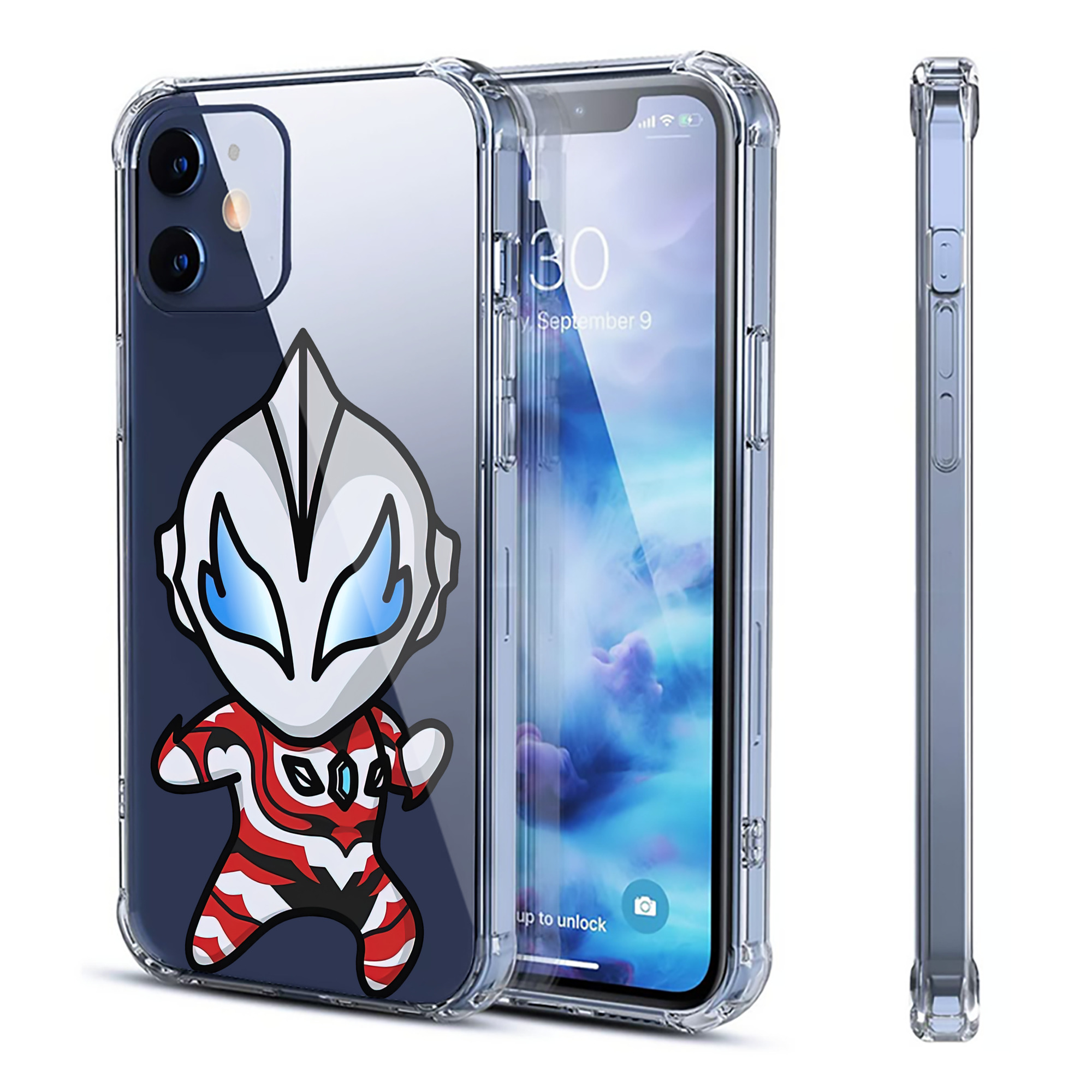（画像用） ウルトラマン Ultraman 【iPhone 12シリーズ対応】透明スマホケース（クリアソフトケース）